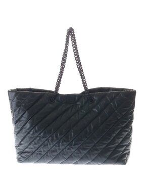 Balenciaga Crush Tote Bag Back Quilted Leather Black